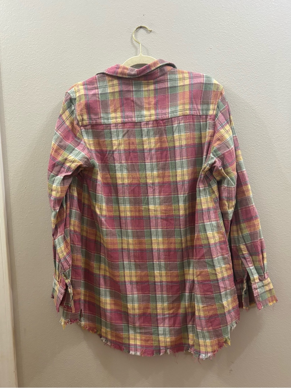 One 24 Vintage-Inspired Pink Plaid Flannel Shirt - Picture 3 of 3